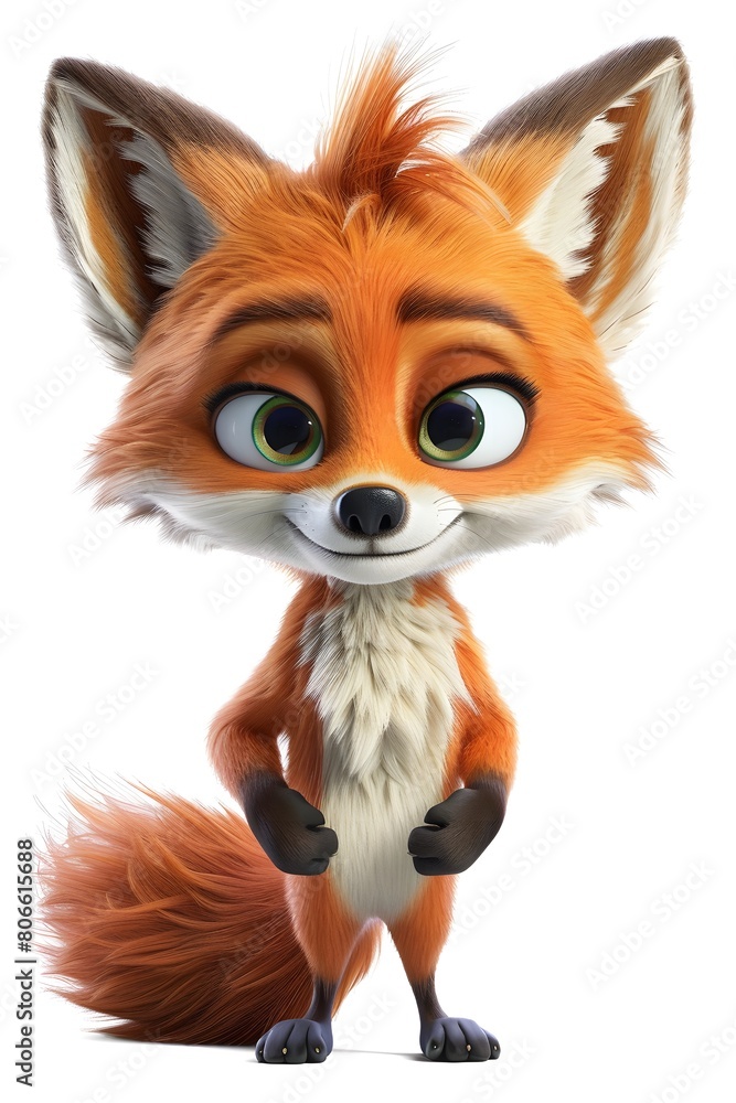 Obraz premium 3D Cute Fox Mascot Character