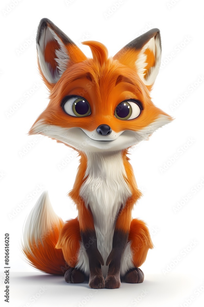 Obraz premium 3D Cute Fox Mascot Character