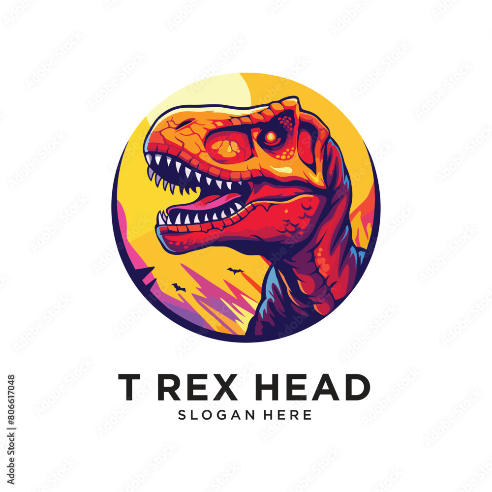 Obraz premium t rex head logo design vector illustration