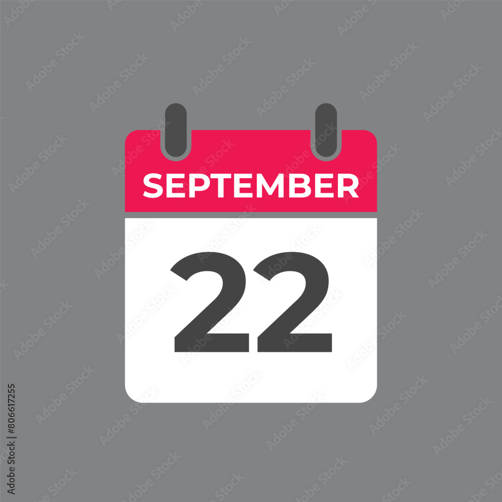September 22 calendar reminder. 22 September daily calendar icon template. Calendar 22 September icon Design template. Vector illustration
September 22 calendar reminder. 22 September daily calendar icon template. Calendar 22 September icon Design template. Vector illustration