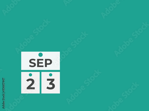 September 23 calendar reminder. 23 September daily calendar icon template. Calendar 23 September icon Design template. Vector illustration 