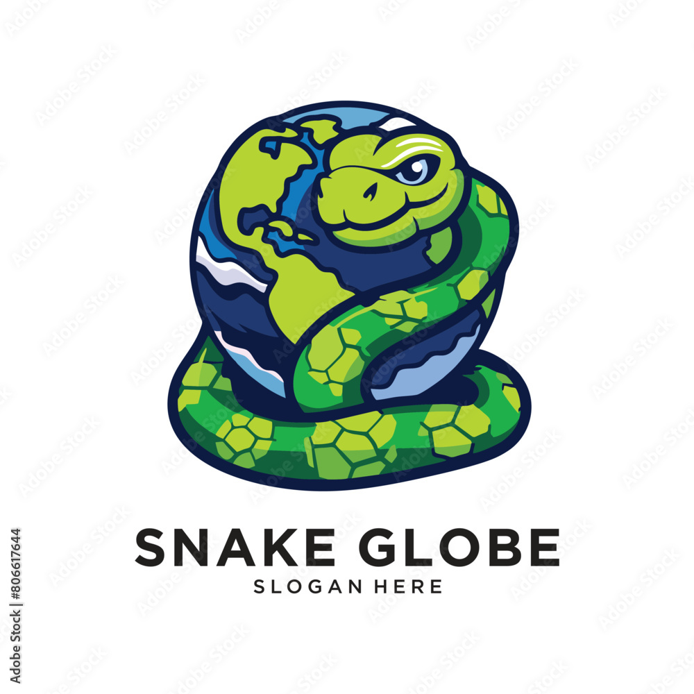 snake with globe logo design vector snake with globe logo design vector