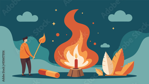 The scent of burning palo santo adds to the vintage vibe transporting attendees back in time.. Vector illustration