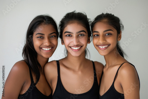three girls on white background
