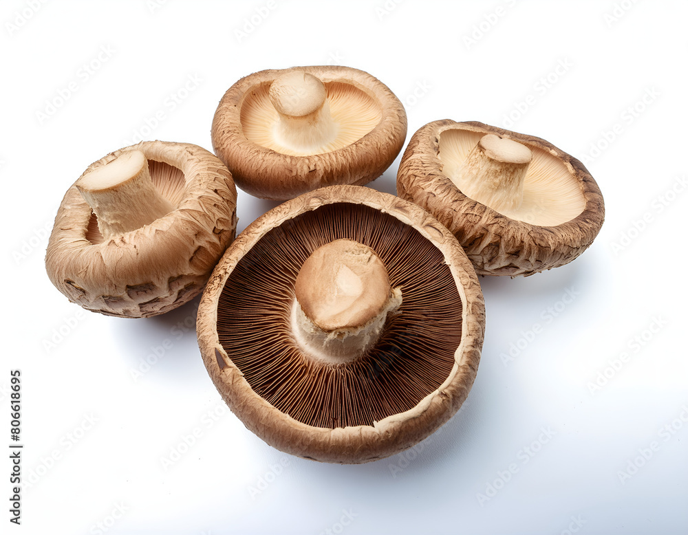 shitake mushrooms on a white background shitake mushrooms on a white background