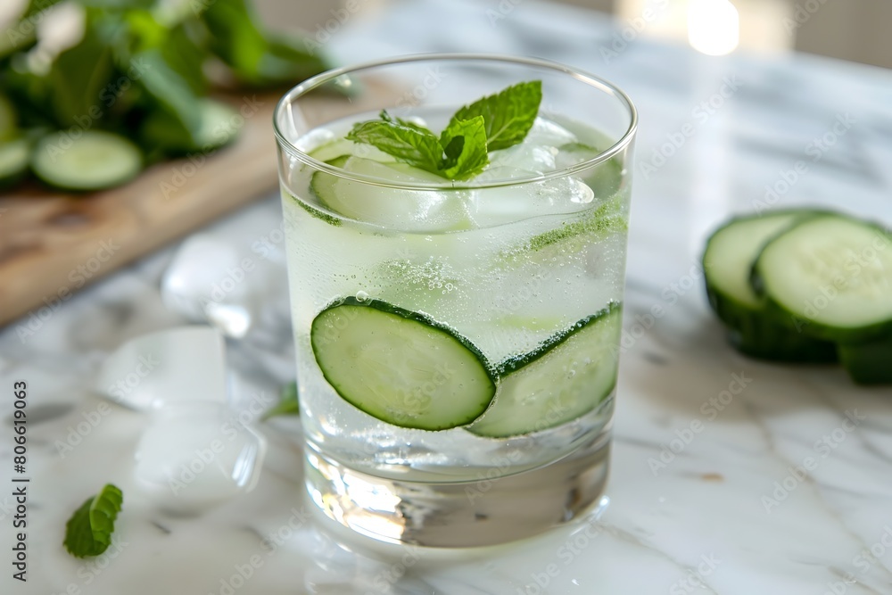 Sparkling Mint Cucumber Refreshment A Chilled Summer Beverage Sparkling Mint Cucumber Refreshment A Chilled Summer Beverage