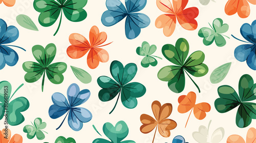 Mexican clover icons pattern with colors on white background