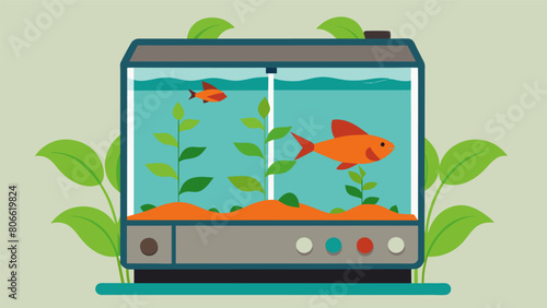 A mini aquaponics system that combines a selfsustaining fish tank with a herb garden perfect for ecoconscious pet owners.. Vector illustration