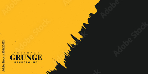 Grunge brush abstract modern yellow and black background sale banner or discount poster offer watercolor effect vector illustration