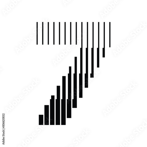 7 Number Line Abstract Stripe Halftone Symbol Icon Vector Illustration