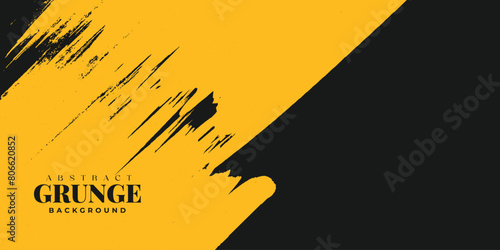 Grunge brush abstract modern yellow and black background sale banner or discount poster offer watercolor effect vector illustration