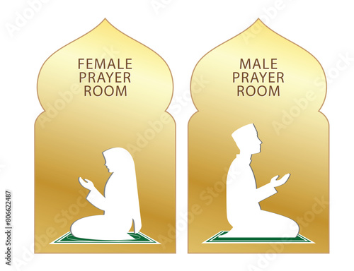 set of  mosque icon or prayer room sign isolated. Eps