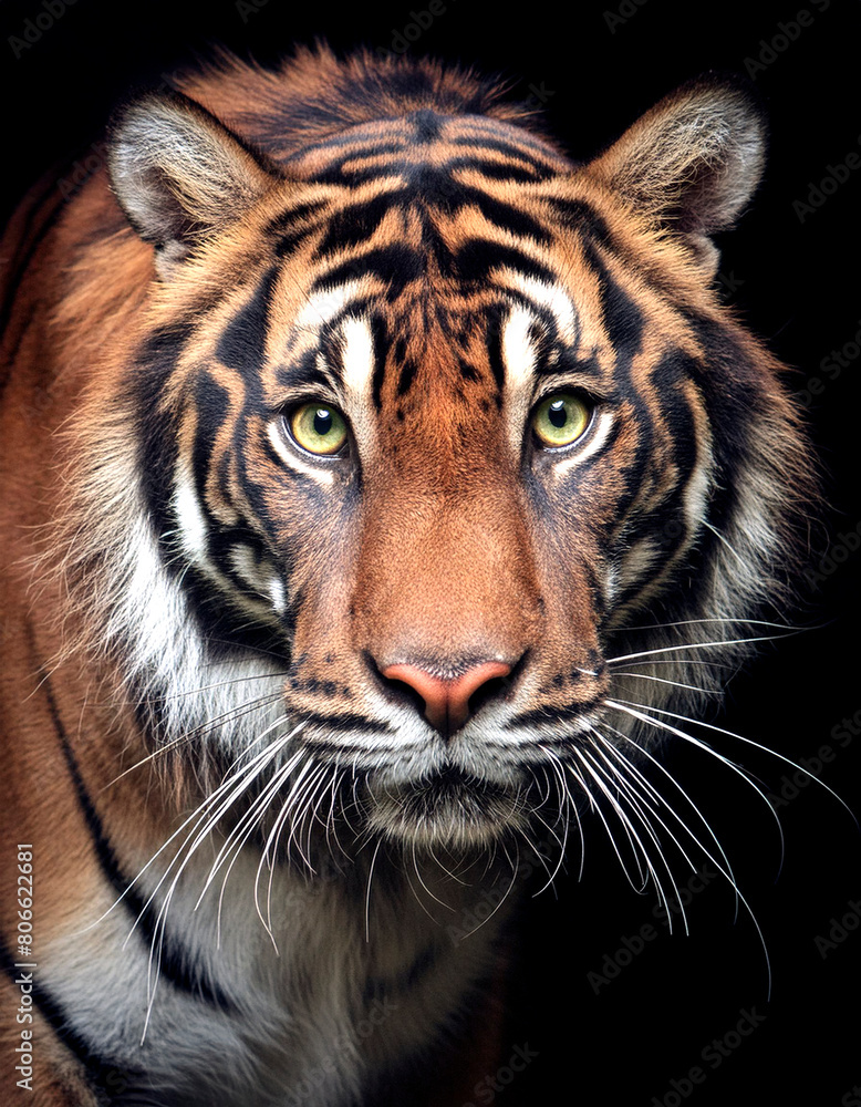 Naklejka premium retrato de mira de un tigre de bengala