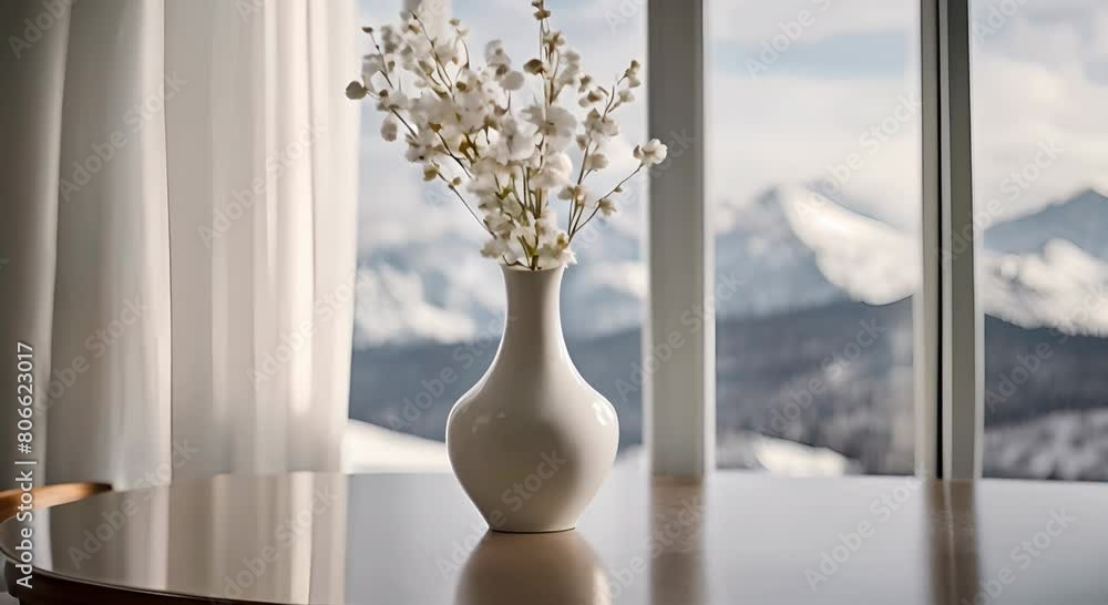 A White Window Filled with Light and Spring Flowers A White Window Filled with Light and Spring Flowers