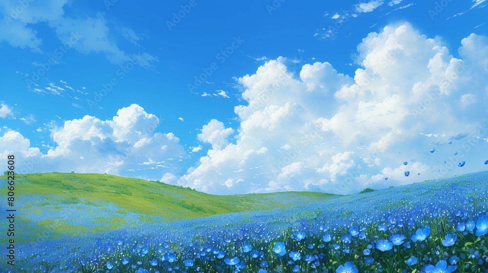 Fototapeta premium ネモフィラの花の風景14