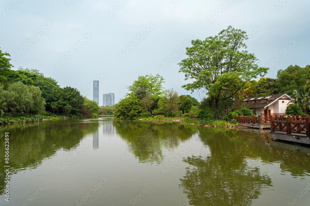 Fototapeta premium View of the park's lake