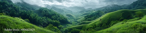 Fertile soil blankets the terrain, nurturing a cornucopia of crops that thrive in the temperate climate. Each parcel of land tells a story of toil and triumph for the diligent farmers who tend to them photo