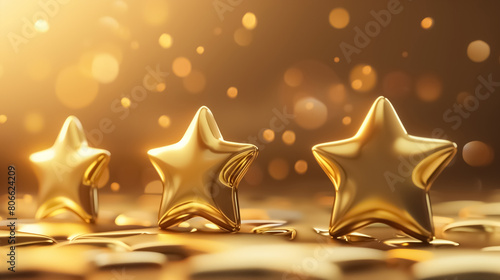 premium quality concept featuring golden stars rising majestically against a powerful