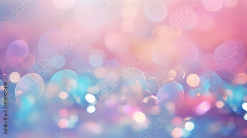 Beautiful soft bokeh background with pink and blue glitter photo