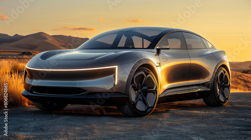 Trendsetting Electric Coupe in Studio Photography for Sustainable Transportation Generative ai