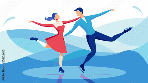 As they gracefully twirled and soared across the ice the figure skating duo evoked a sense of magic and enchantment.. Vector illustration