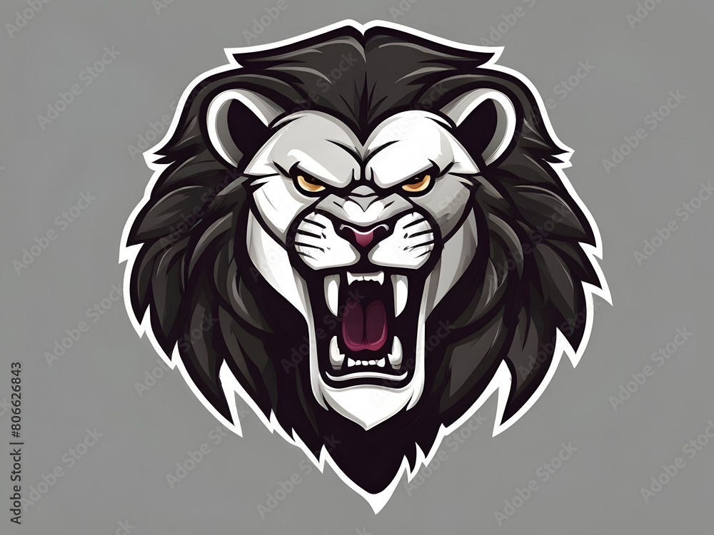 Lion illustration head logo. Set lion silhouette. Minimalist and Flat Logo. Isolated vector image, head lion logo vector, animal theme, wildlife logo.