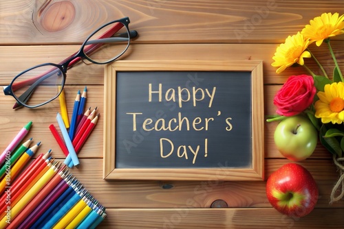 Happy teachers day on School chalkboard © nadunprabodana