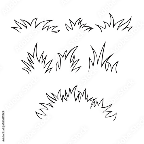A set of grass silhouettes on a white background