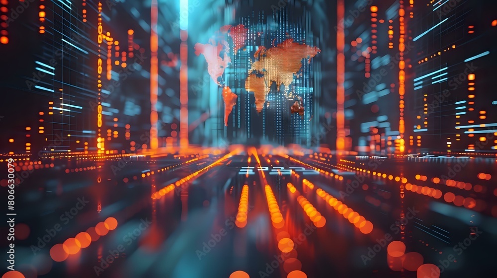Abstract Data Interface: High-Tech Visualization of Global Market Trends Abstract Data Interface: High-Tech Visualization of Global Market Trends