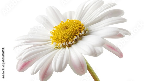 Beautiful white Daisy (Marguerite) with a little pink, isolated on white background, including clipping path,beautiful bellis perennis flower isolated on white background,Macro shot of white daisy 
 
 photo