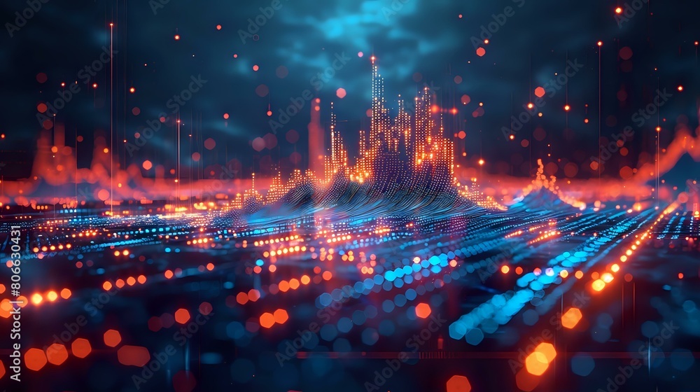 Obraz premium Abstract Data Analysis: High-Tech Visualization of Global Market Trends