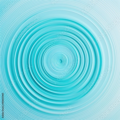 Cyan thin concentric rings or circles fading out background wallpaper banner flat lay top view from above on white background with copy space blank 