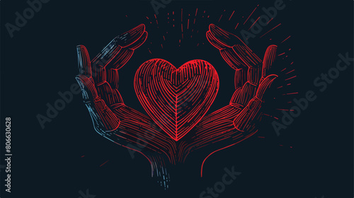 Promise outline vector with red heart concept Vector