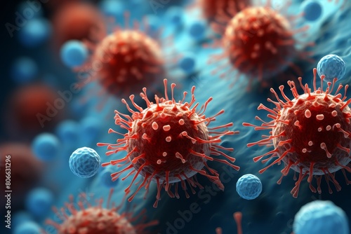 Detailed microscopic view of novel coronavirus cells © Balaraw
