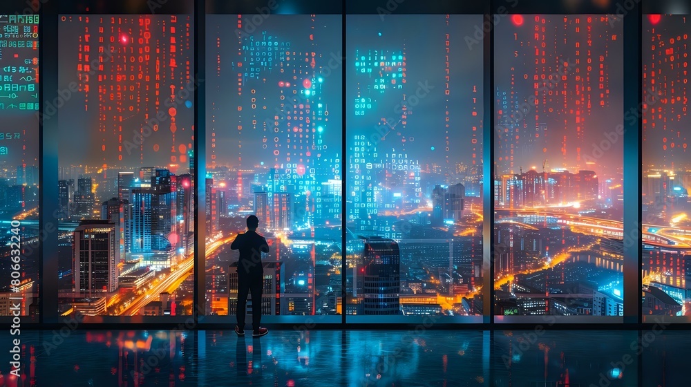 Fototapeta premium Digital Dreamscape: A Captivating Visualization of Urban Data
