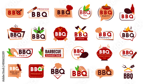 The set of bbq logo in a vector Illustration for summer time, picnic