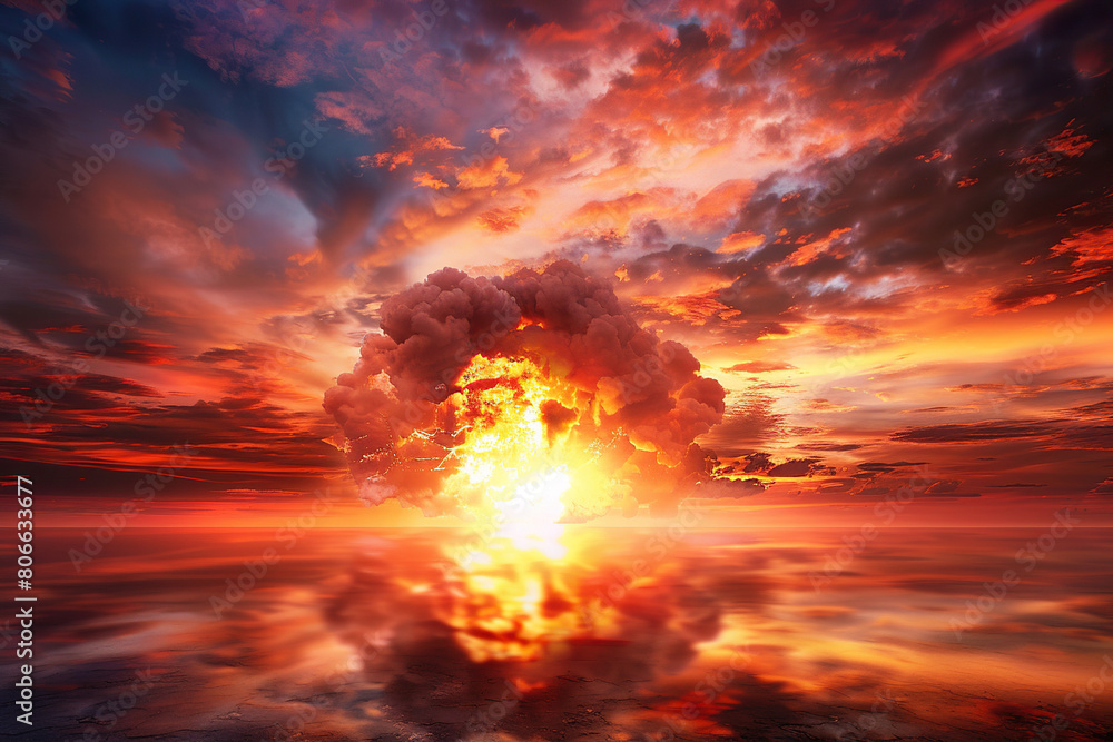 Generative ai on theme of scary nuclear explosion in outdoor, mushroom cloud of nuclear weapons Generative ai on theme of scary nuclear explosion in outdoor, mushroom cloud of nuclear weapons