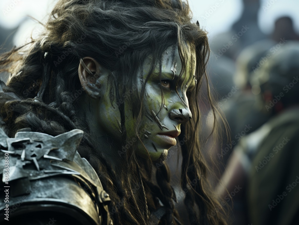 Fierce warrior with face paint and armor Fierce warrior with face paint and armor