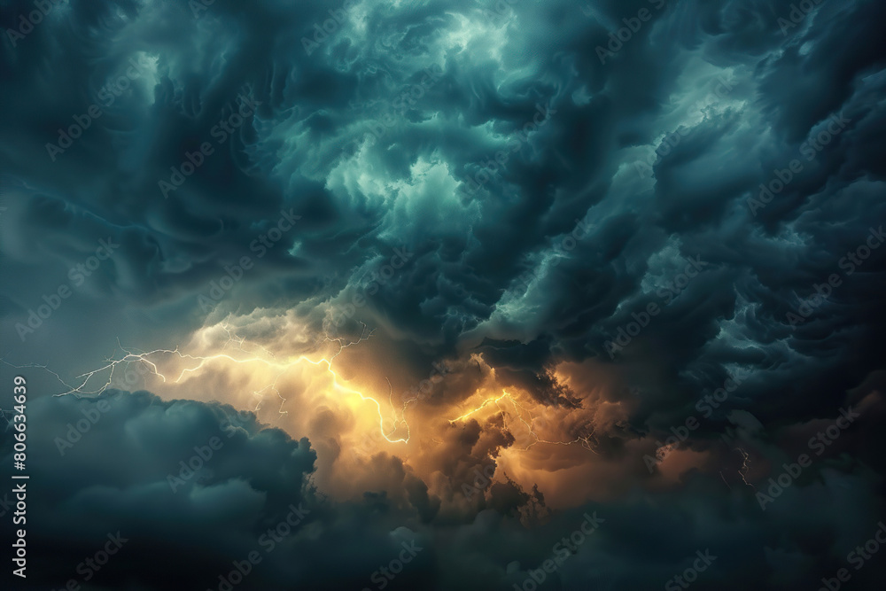 Generative ai on theme of scary bright electric lightning bolt with branches in the night dark sky Generative ai on theme of scary bright electric lightning bolt with branches in the night dark sky