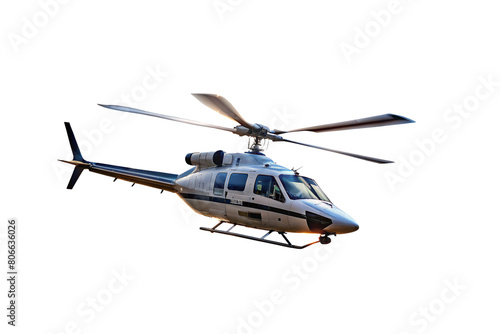 Helicopter on a white isolated transparent background.