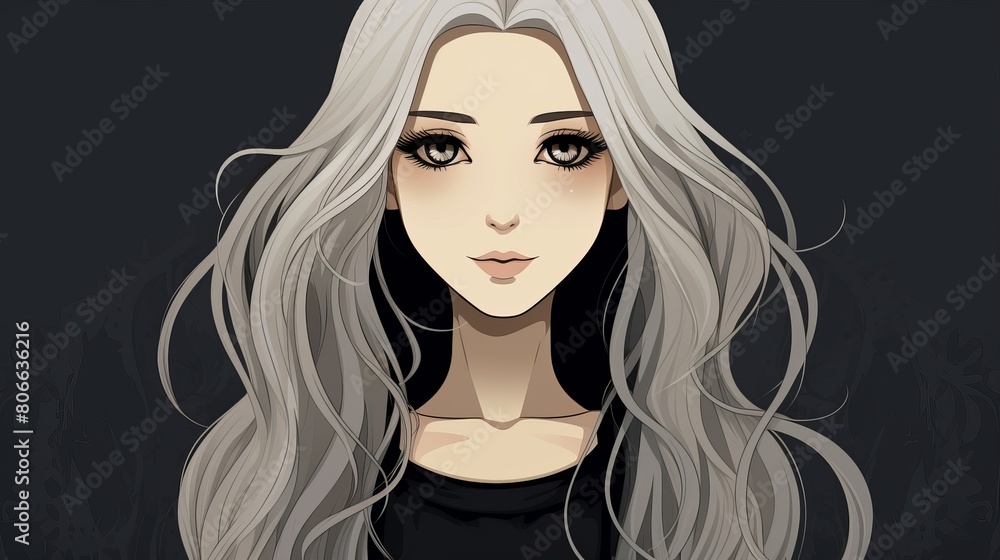 Dramatic portrait of a woman with long silver hair Dramatic portrait of a woman with long silver hair