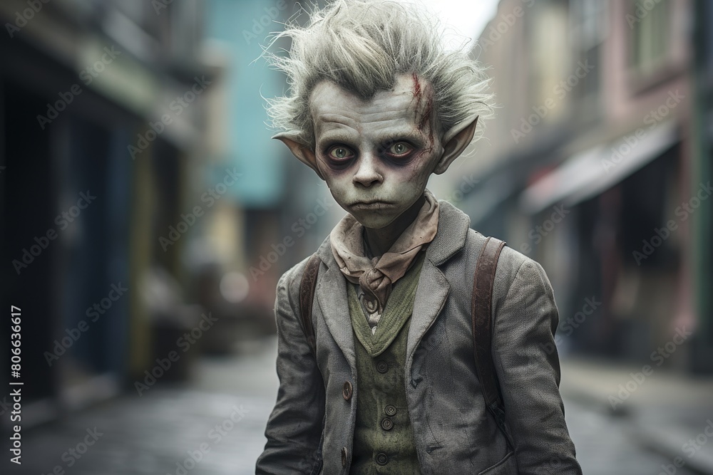 Creepy supernatural creature with pale skin and wild hair Creepy supernatural creature with pale skin and wild hair