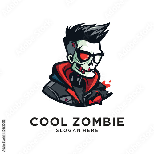 zombie monster head character logo design vector