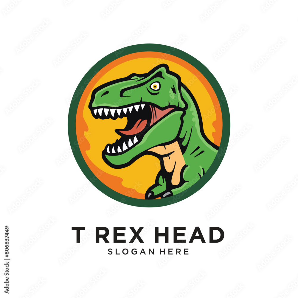 dino head smile character logo design vector dino head smile character logo design vector