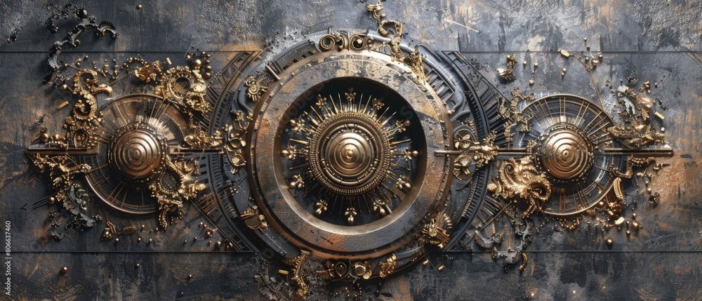 Fototapeta premium Intricate Steampunk-Inspired Metalwork Design