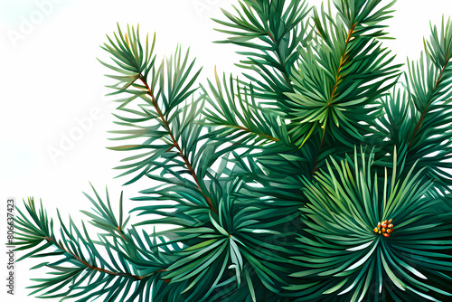  Blue Spruce Branches  A Detailed Portrait Against a Starry Canvas