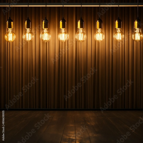 ideas in the form of light bulbs stand in line at the door to the world of reality  black background  photography