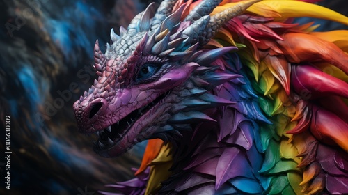 Colorful fantasy dragon with vibrant scales