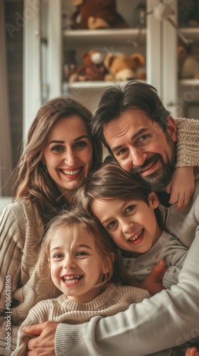 Happy family having fun time at home  Generative AI