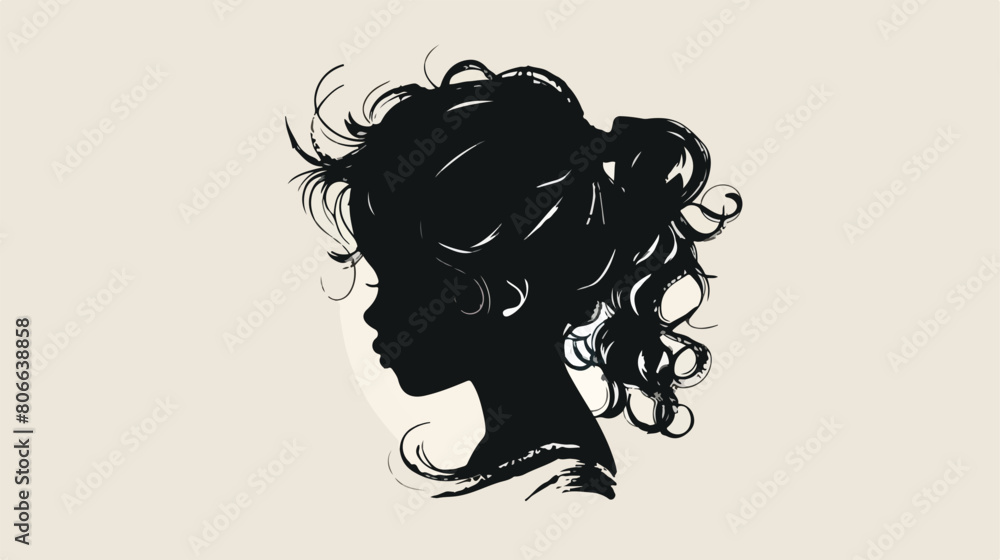 Silhouette girl face caricature icon vector illustration